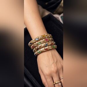 NWOT Elegant Gold and Multicolor Bangle Set